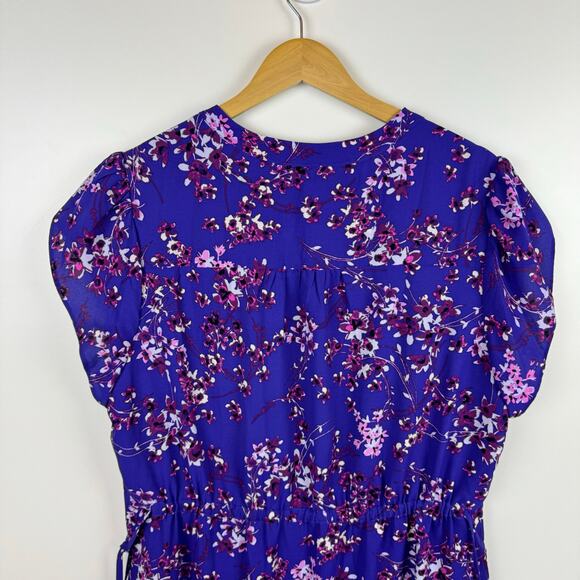 41 Hawthorn Womens Floral Cinched Waist Mini Dress in Purple Sz 1X | Feminine - Picture 8 of 15